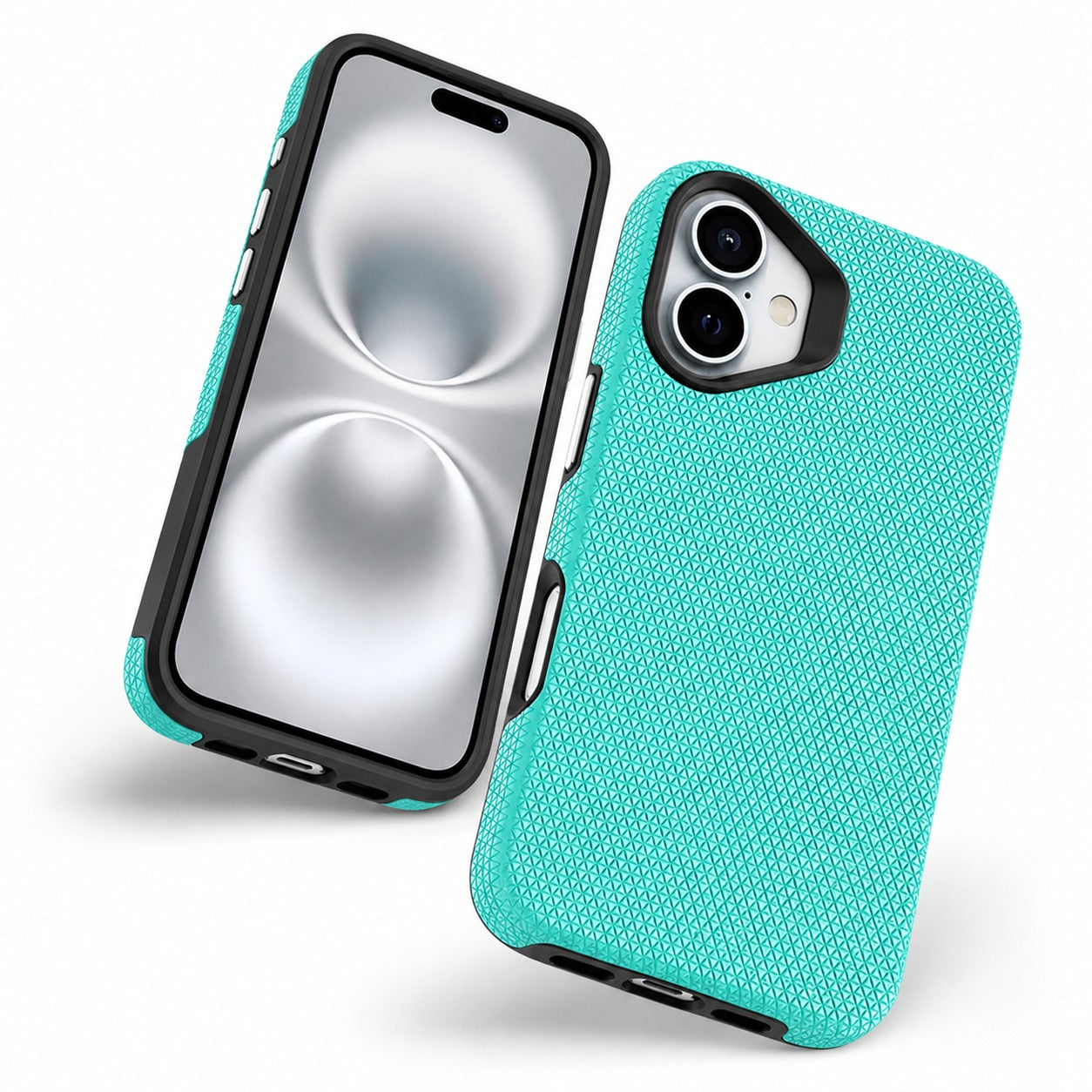 Apple iPhone 16 Teal Case, Geometric Triangle Phone Cover, Slim Protective Mobile Case