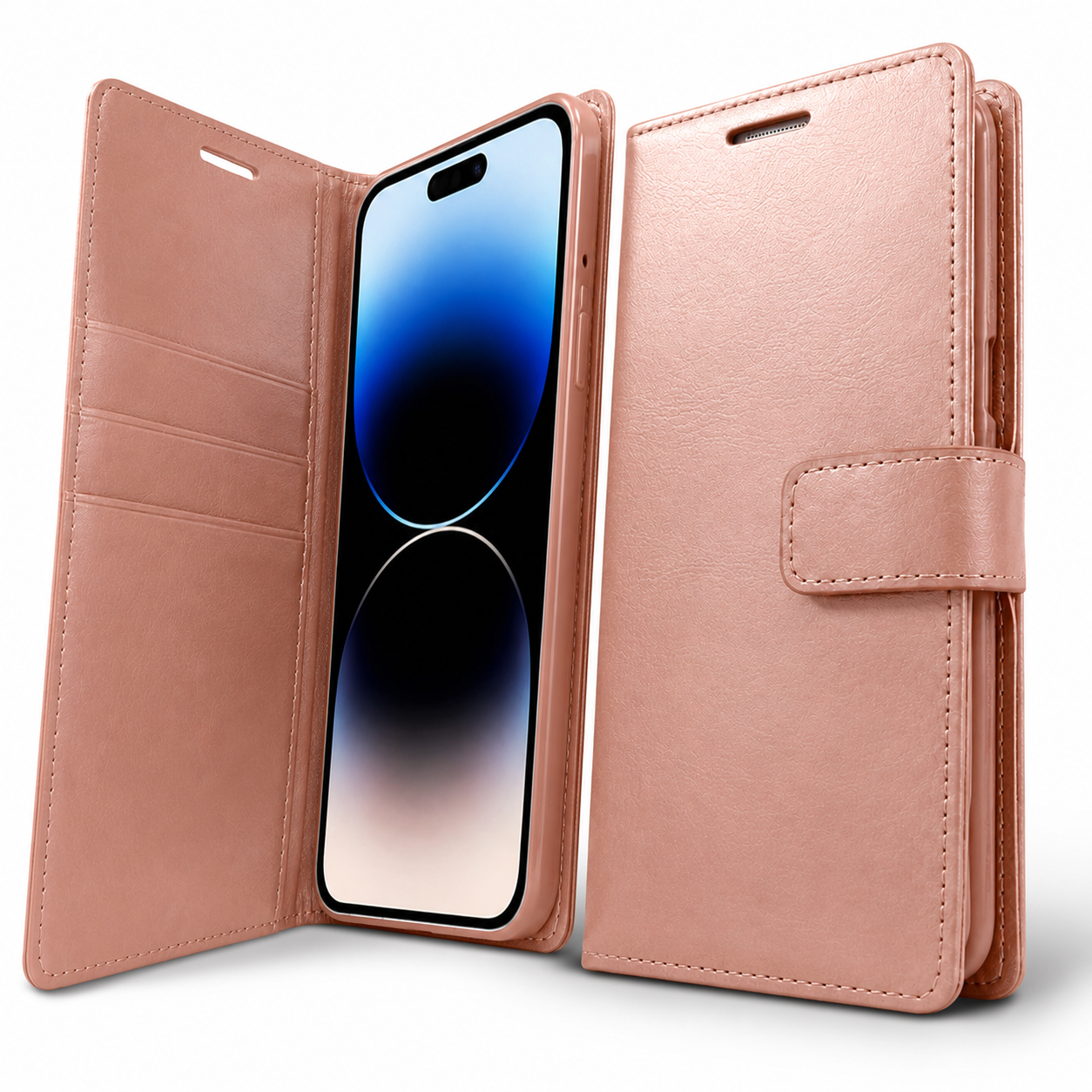 Apple iPhone 17 rose gold folio phone case with card slots