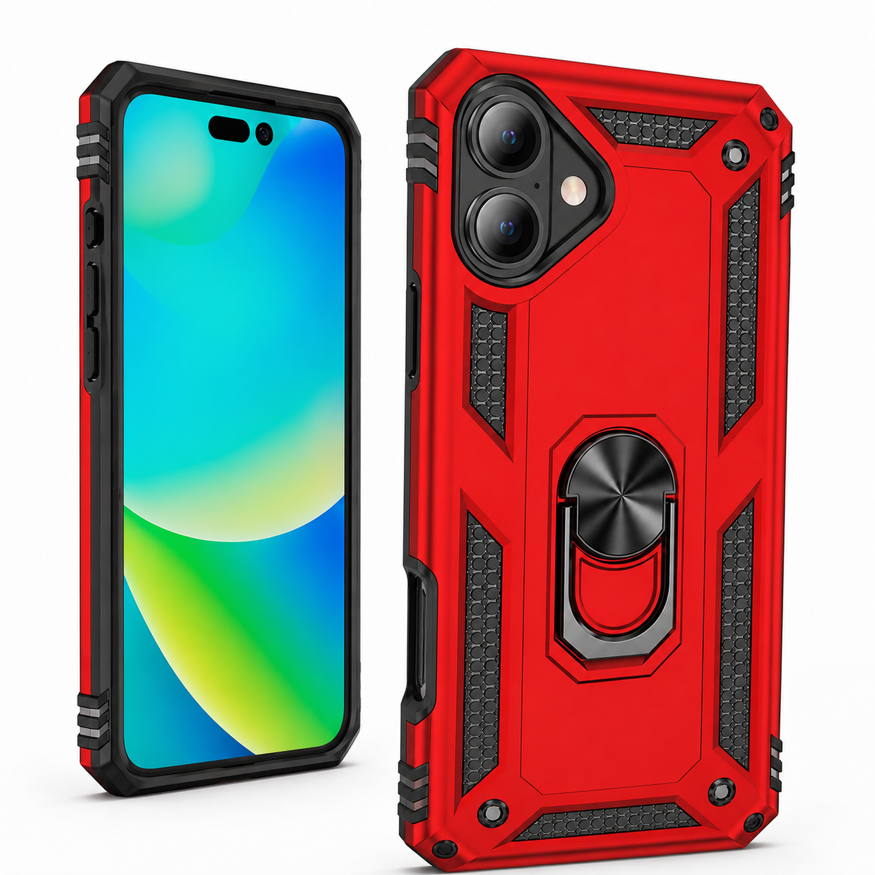 MagSafe-compatible red iPhone 17 case with raised camera protection