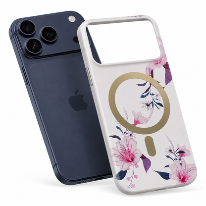 White Frosted Floral MagSafe Case for Apple iPhone 17 Pro Max Shockproof Mobile Cover