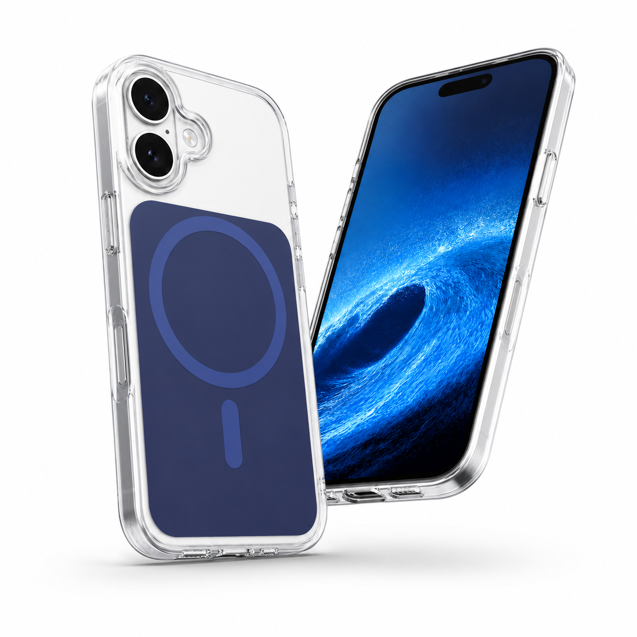 Premium Blue MagSafe Crystal Shell Case, Apple iPhone 17 Protective Cover, Wireless Charging Compatible Case, Clear Smartphone Case