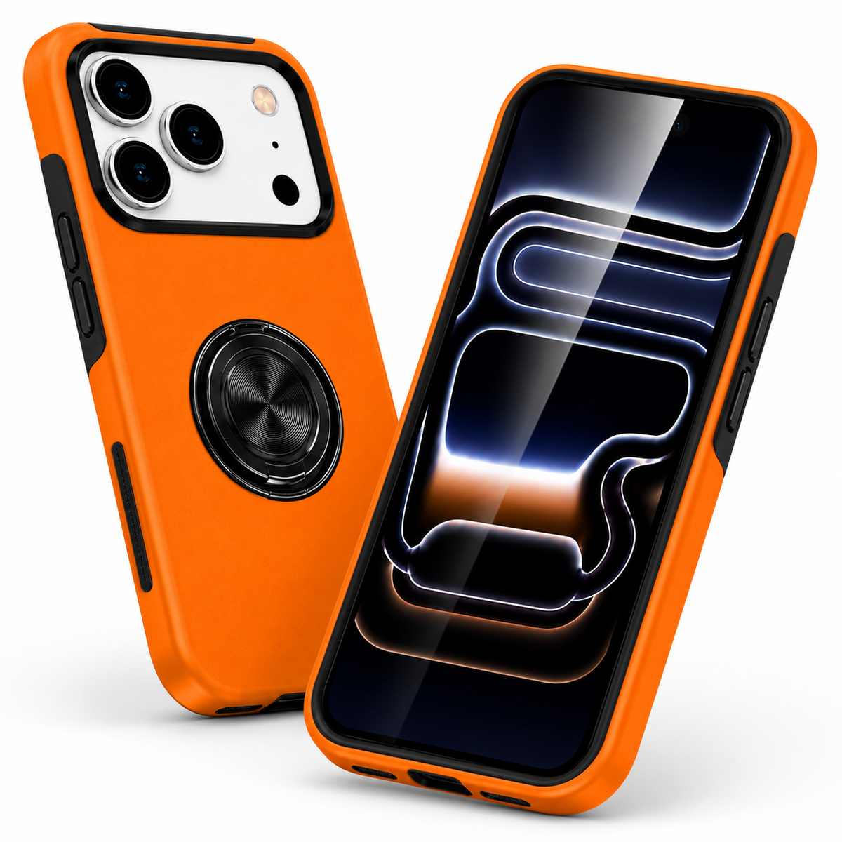 Premium Orange Invisible Ring Case for Apple iPhone 18 Pro Max Magnetic Phone Cover