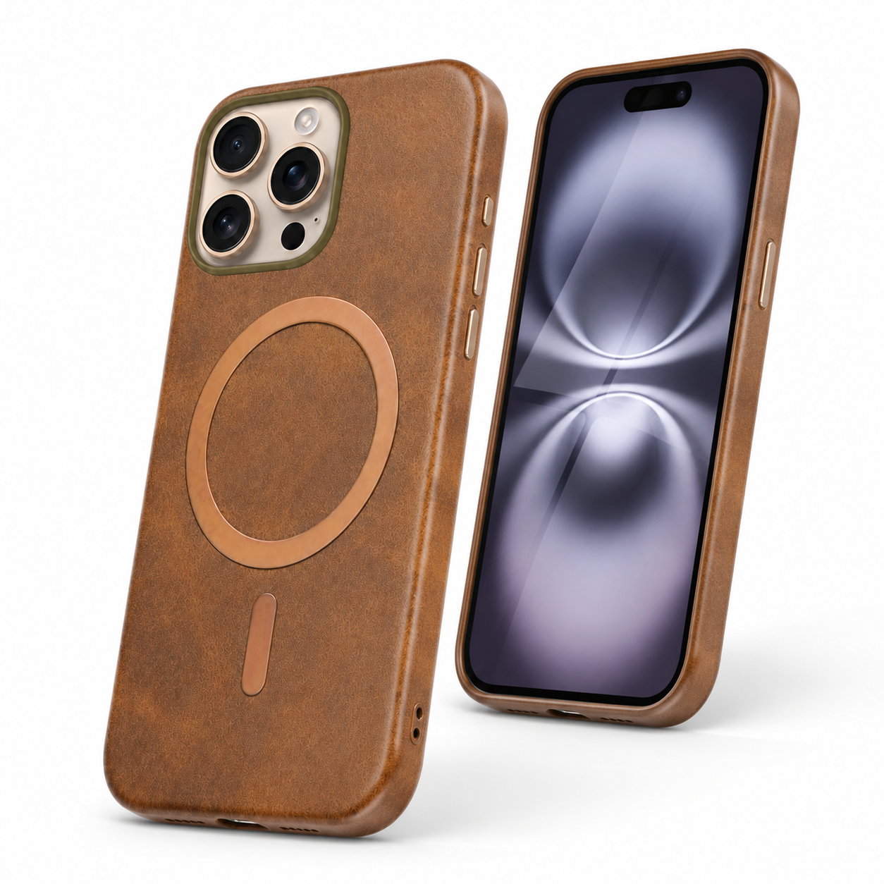 Brown soft-touch iPhone 12 MagSafe protective phone cover