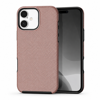 Rose gold dotted protective case for Apple iPhone 16 back view