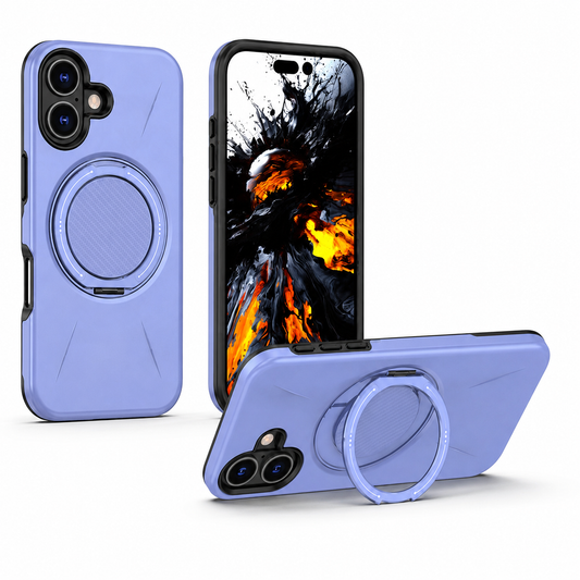 Light Purple MagSafe Forge Ring Case for Apple iPhone 17, shockproof phone case, protective mobile cover, kickstand case