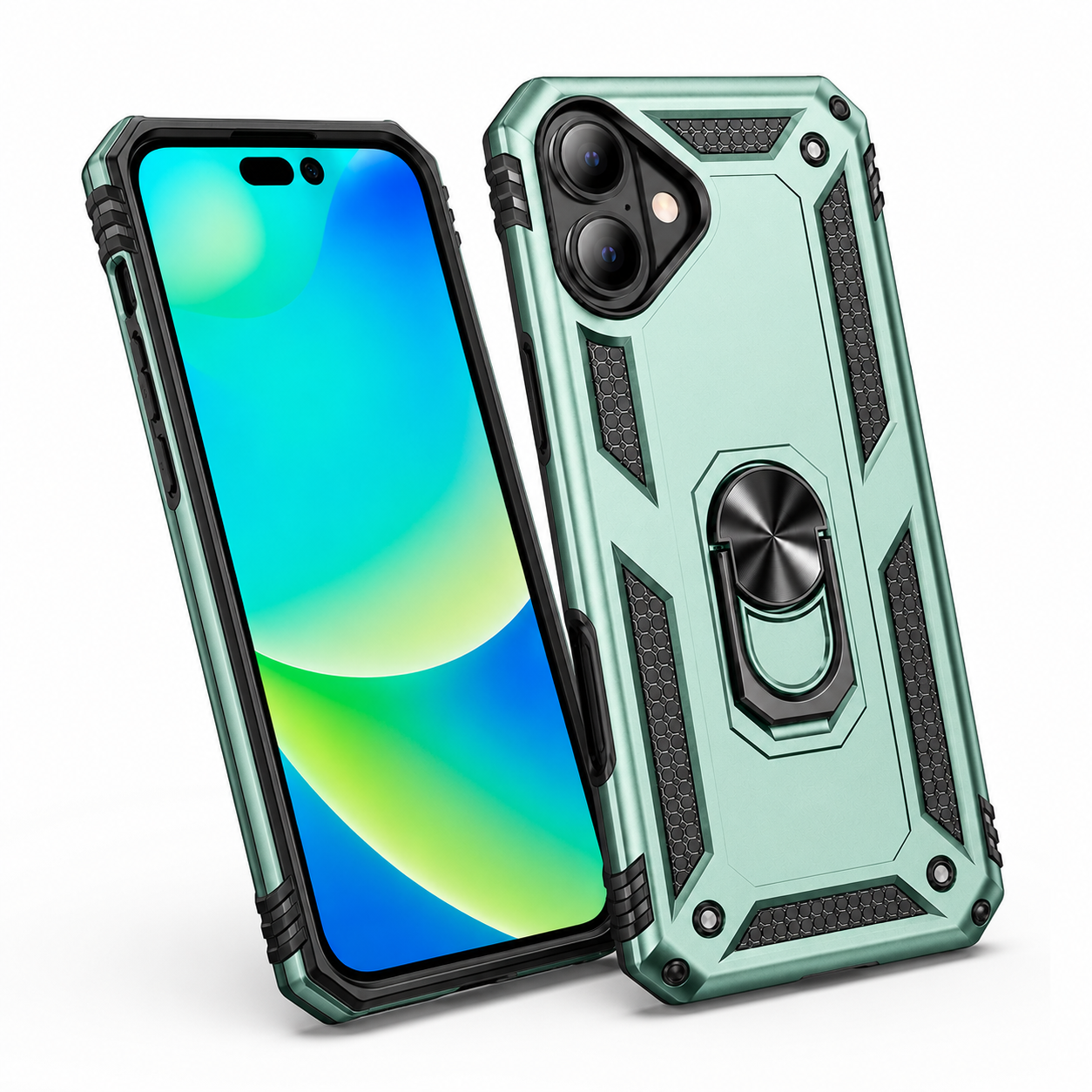 Shockproof midnight green iPhone 17 case with reinforced corners