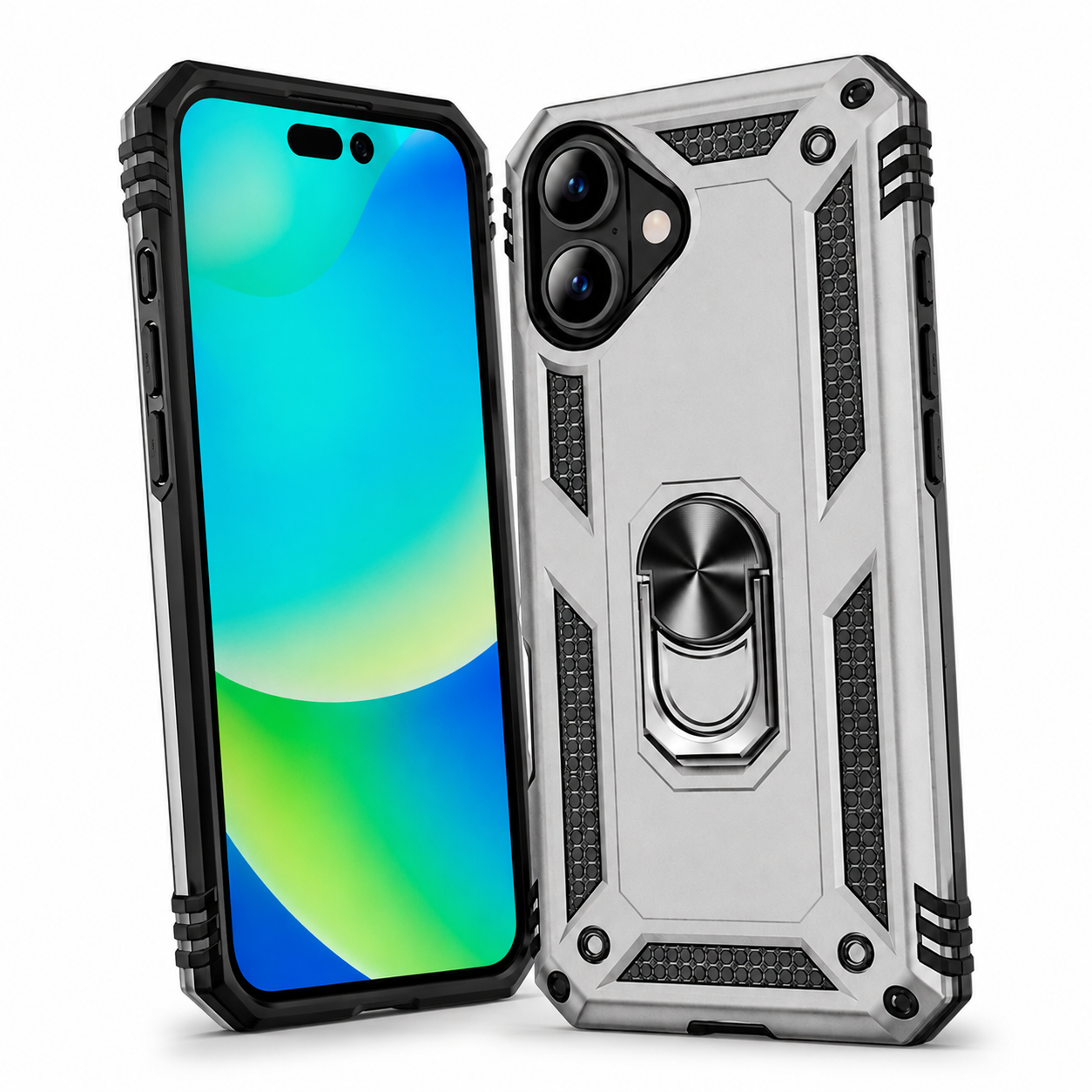 MagSafe-compatible grey iPhone 17 case with raised camera protection