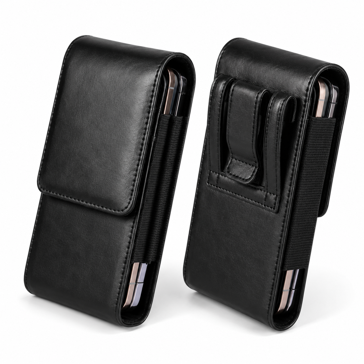 Black Belt Pouch Vertical for Apple iPhone 17 Pro Max with Metal Clip Phone Holster