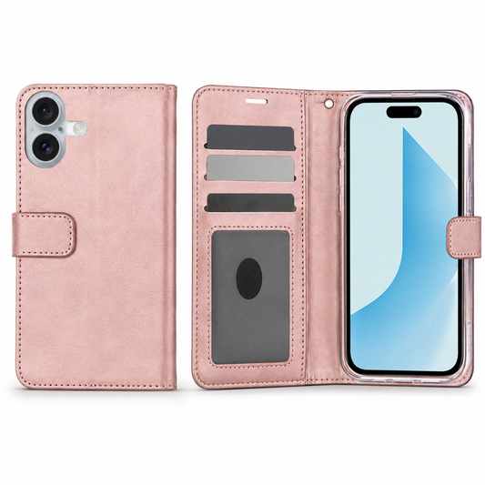 Rose gold Photo ID wallet case for Apple iPhone 17 with card holder