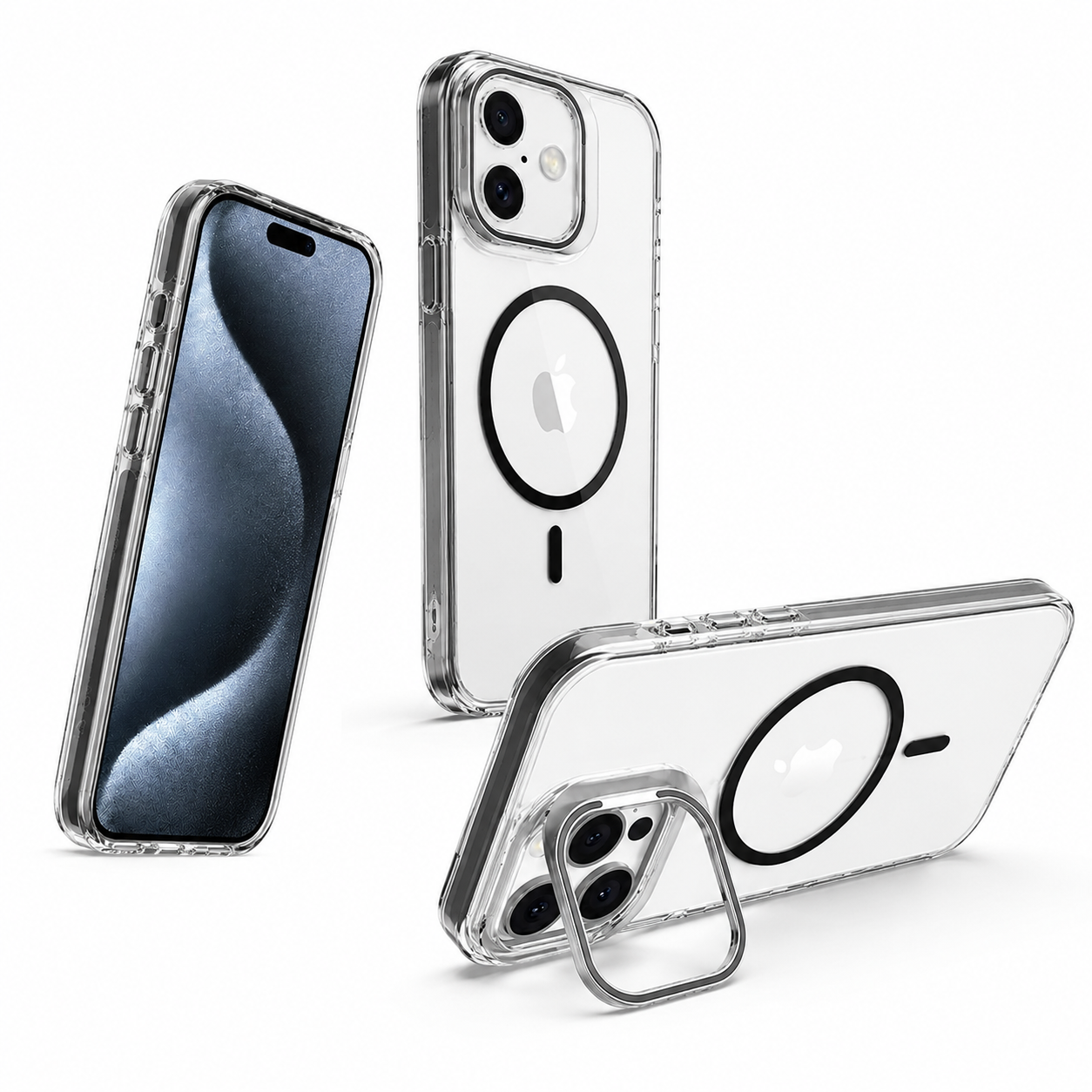 Black Crystal Clear Phone Cover for Apple iPhone 17 Impact Resistant MagSafe Protective Case