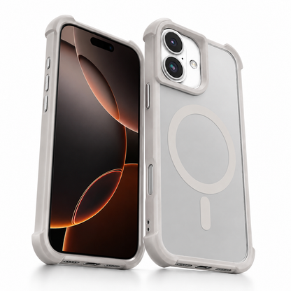 Grey Clear iPhone 16 Protective Case anti-yellow TPU bumper with MagSafe charging support