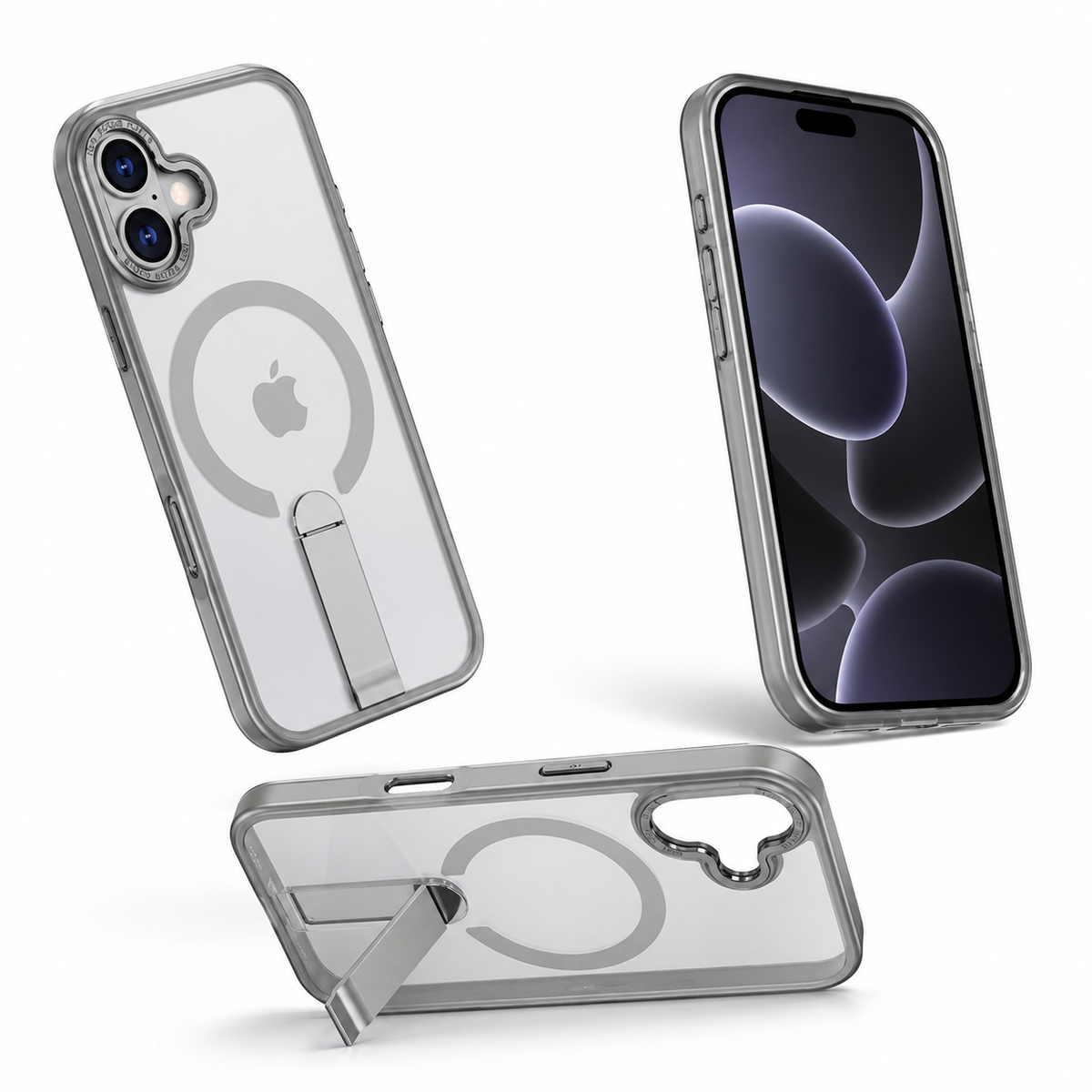 Premium Grey Phone Case, MagSafe iPhone 16 Cover, Shockproof Protective Mobile Case, Slim Designer Phone Cover