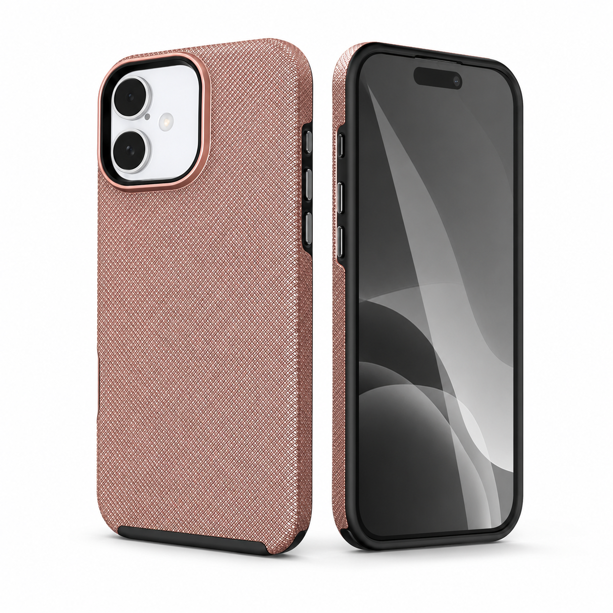 Impact-resistant rose gold mobile cover for Apple iPhone 16