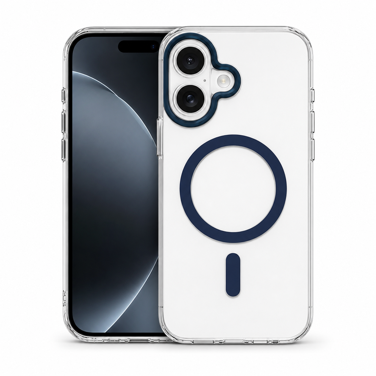 Premium Dark Blue Protective Phone Case for Apple iPhone 17, clear smartphone case, durable mobile cover, MagSafe compatible phone cover, and anti-yellowing design