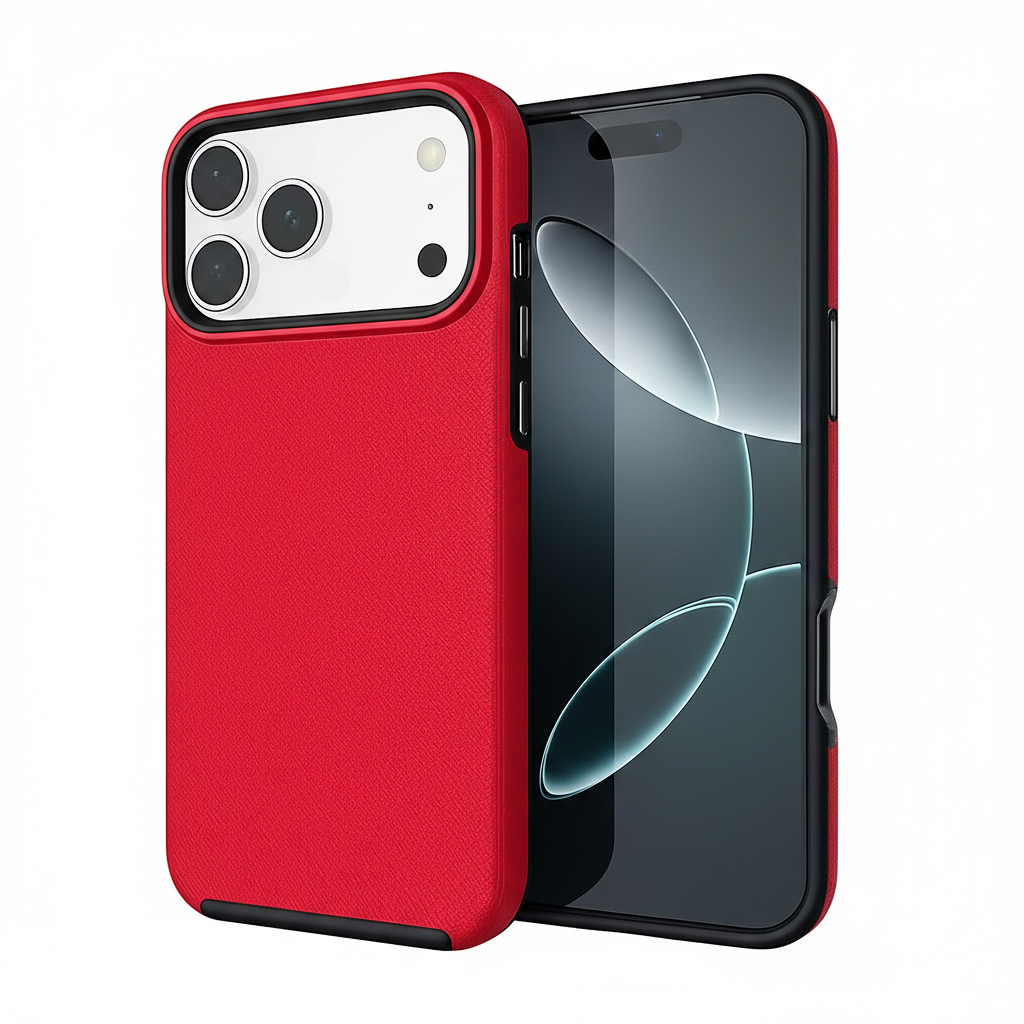 Red iPhone 17 Pro Max Case, Dotted Comm Case, MagSafe Phone Case, Protective Phone Cover, Shockproof Mobile Case