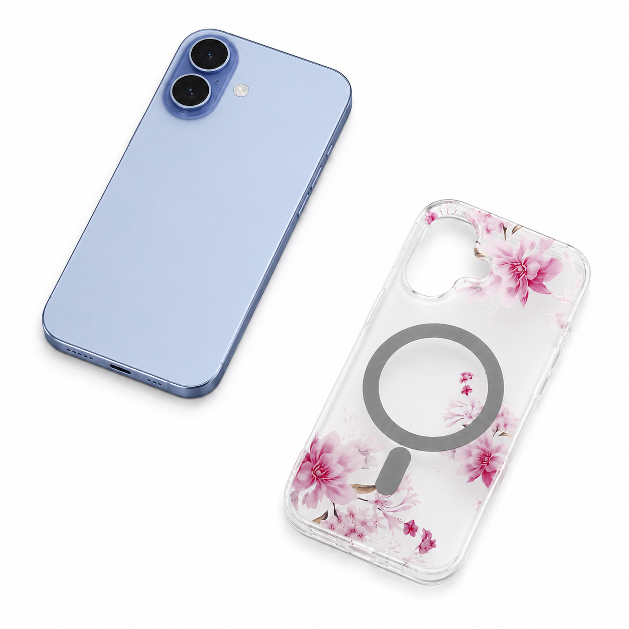 Luxury Floral Protective iPhone 16 Case – Designer Clear Frosted MagSafe Cover