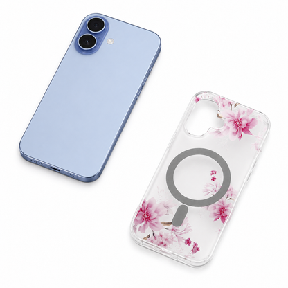 Luxury Floral Protective iPhone 16 Case – Designer Clear Frosted MagSafe Cover