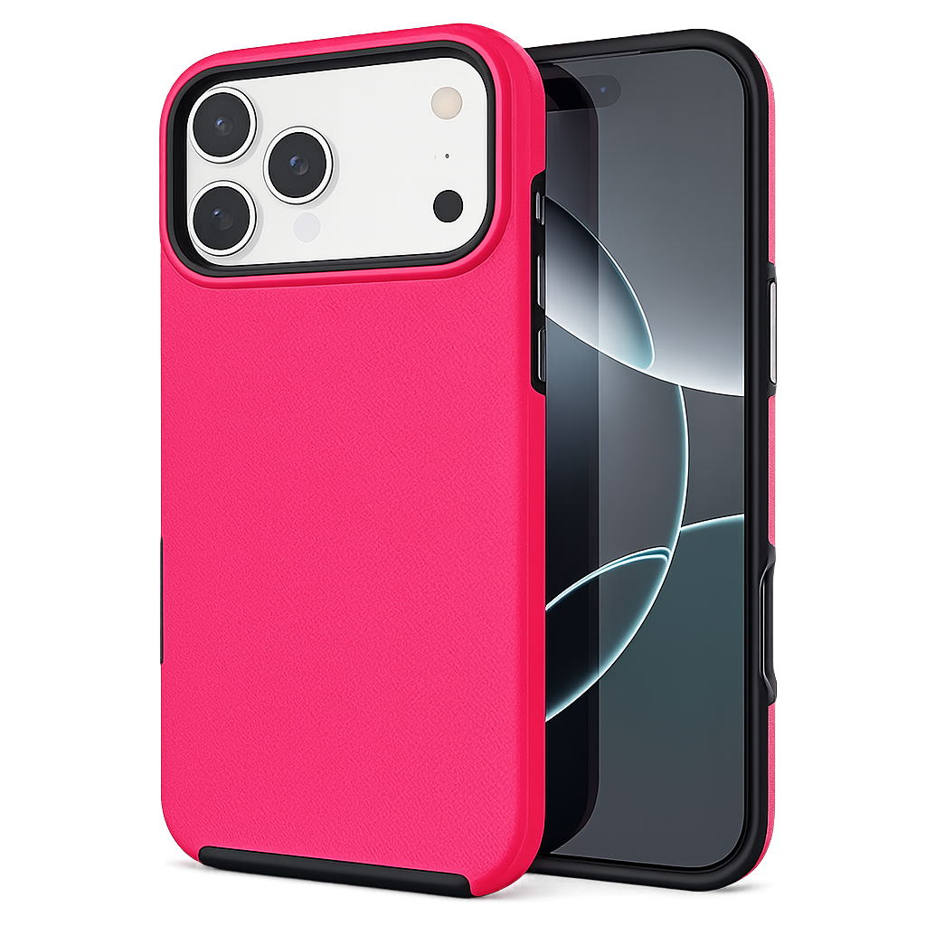  Hot Pink iPhone 17 Pro Case, Dotted Comm Case, Protective Phone Case, MagSafe Compatible Cover