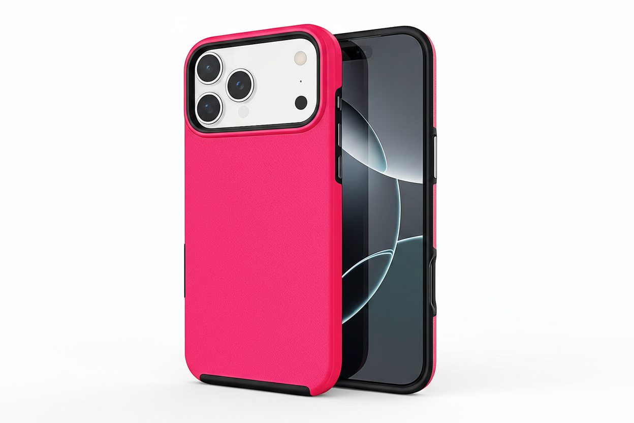 Hot Pink iPhone 17 Pro Max Case, Dotted Comm Case, Protective Phone Case, MagSafe Compatible Cover