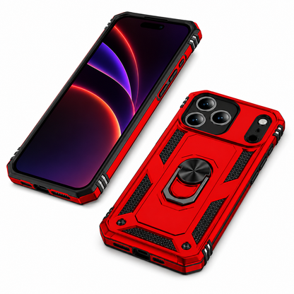 Premium Red Phone Cover for Apple iPhone 17 Pro Max with ring holder and impact-resistant protection.