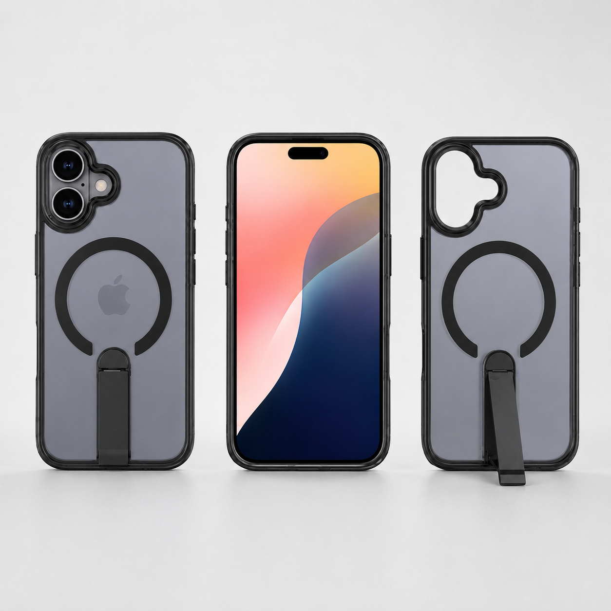 Premium Black Phone Case, MagSafe iPhone 16 Cover, Shockproof Protective Mobile Case, Designer Smartphone Cover