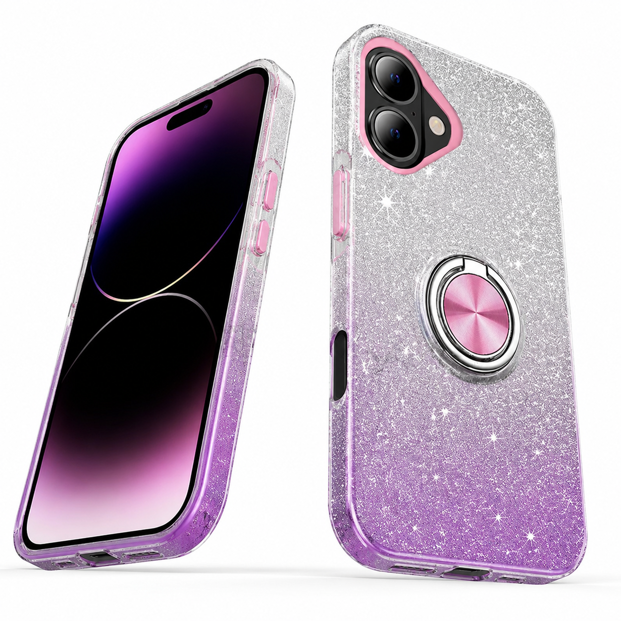Purple silver iPhone 17 protective kickstand phone cover