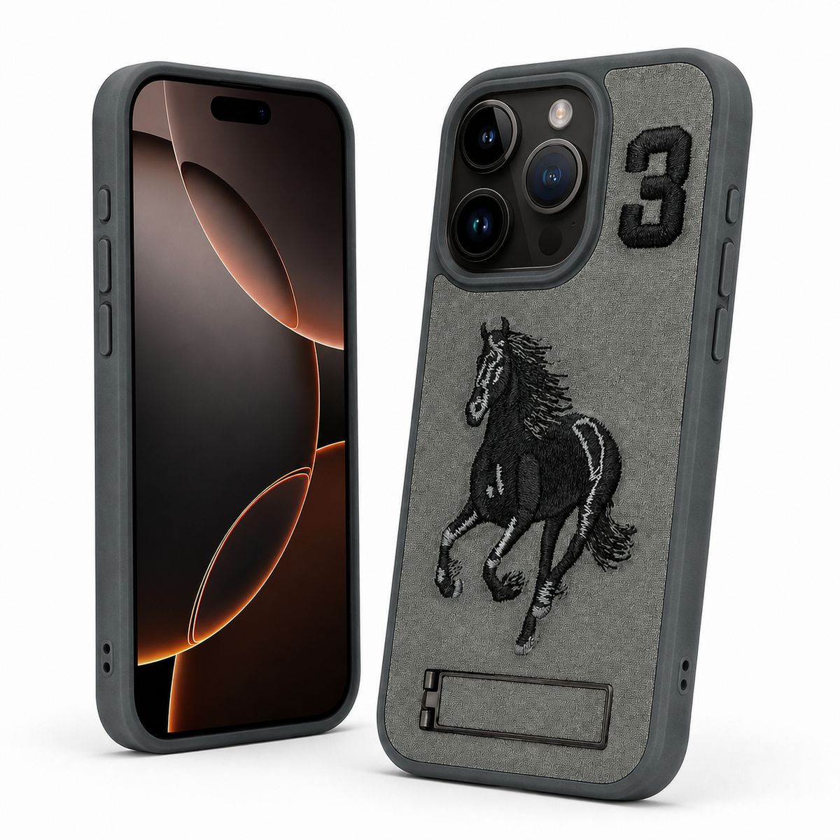 Horse design mobile cover with raised camera protection for iPhone 12