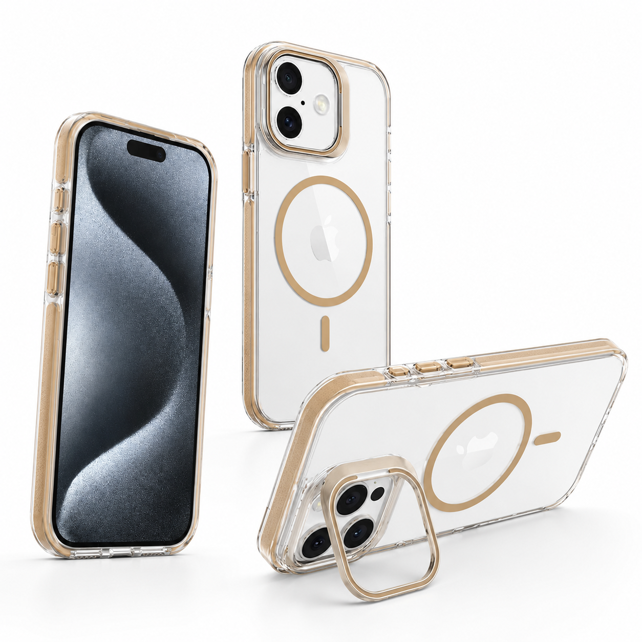 Apple iPhone 17 Desert Titanium MagSafe Clear Case with Built-in Stand Slim Protective Phone Cover