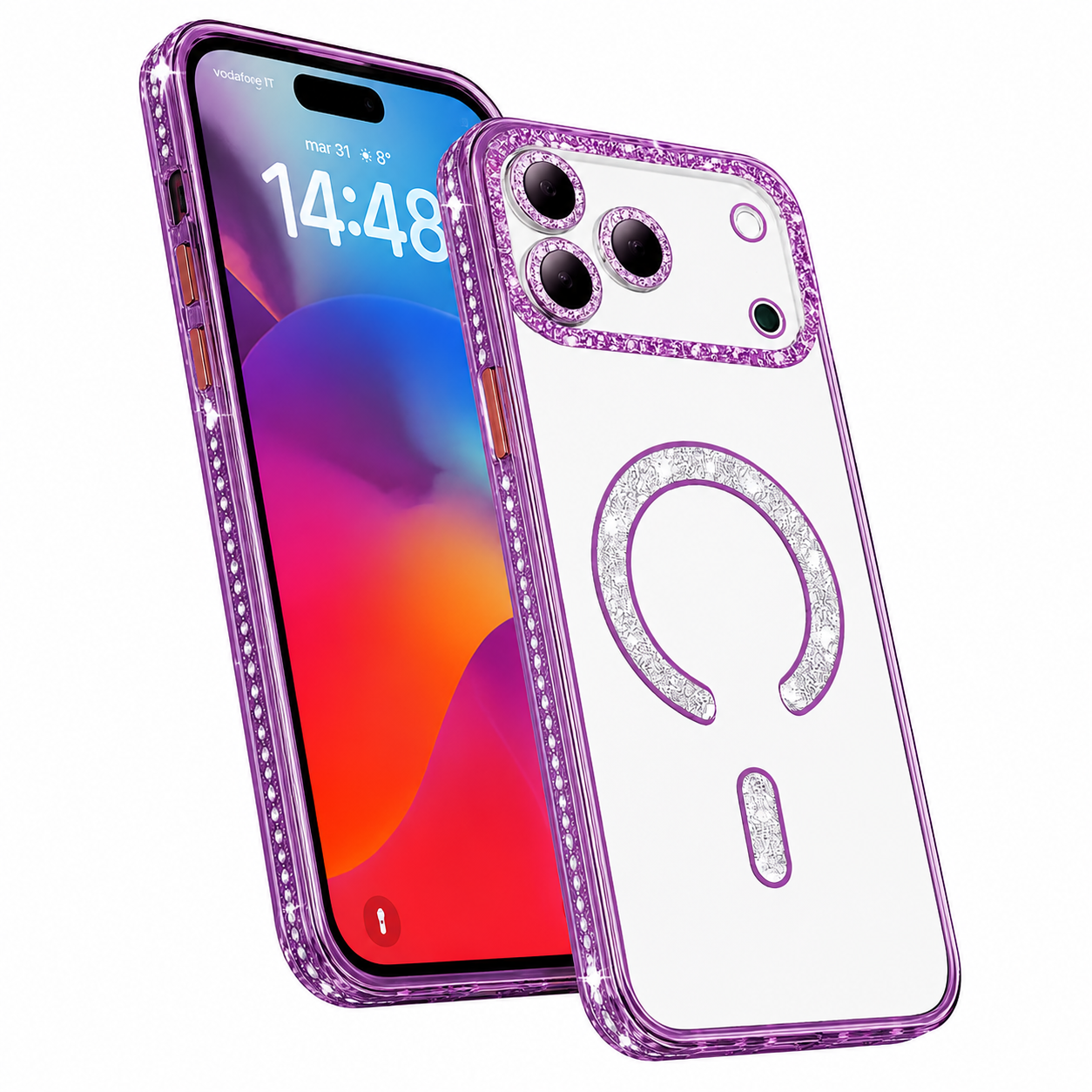 Luxury Purple Glitter Electroplated iPhone 17 Pro Max Protective Mobile Cover