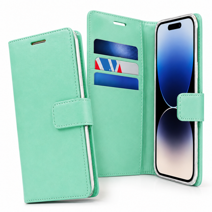 Apple iPhone 17 teal folio phone case with card slots