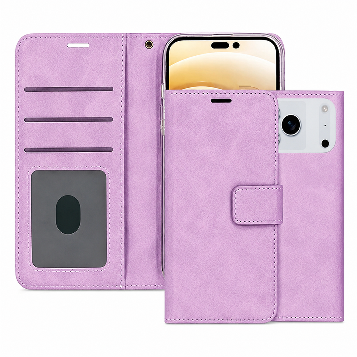 Apple iPhone 17 Pro Max Purple Photo ID Wallet Case Premium Leather Flip Cover
