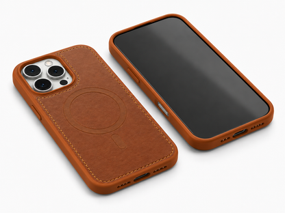 Designer brown mobile cover with raised camera protection for iPhone 12