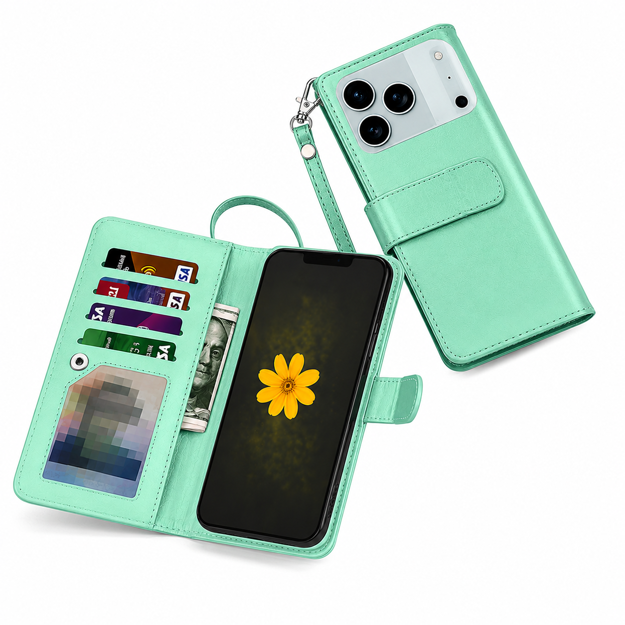  MagSafe Compatible Wallet Case for iPhone 17 Pro, Luxury Phone Cover, Protective Smartphone Case