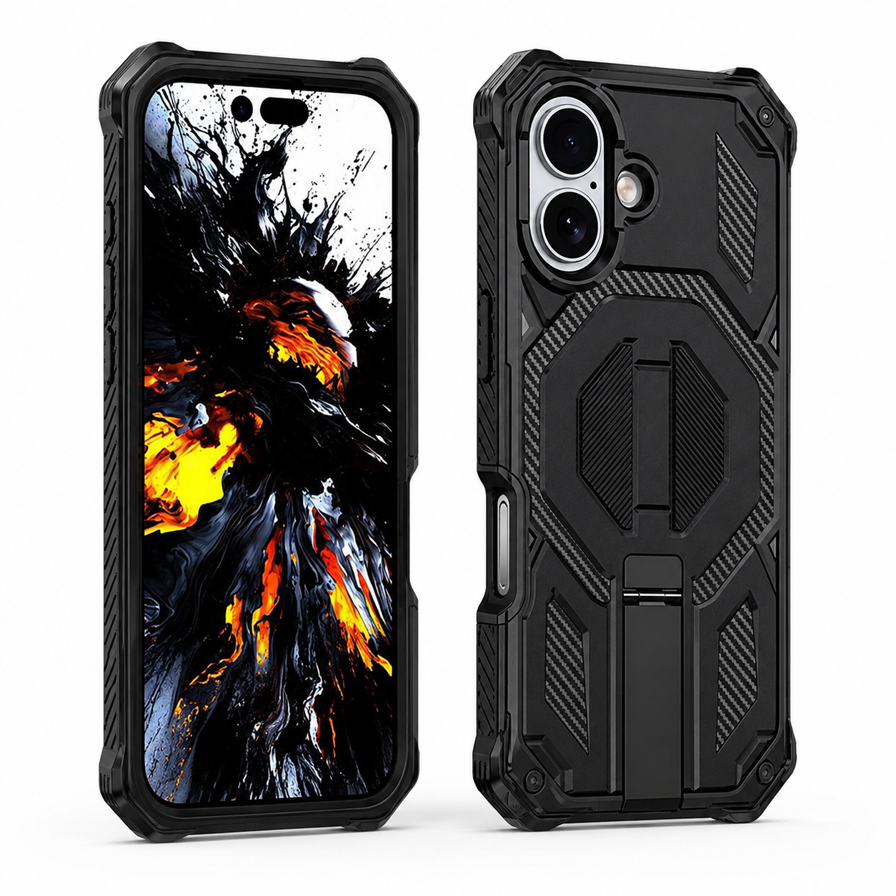 Premium Black iPhone 16 Case, Designer Phone Case, Protective Phone Cover, Durable Mobile Case, MagSafe Compatible Protective Case