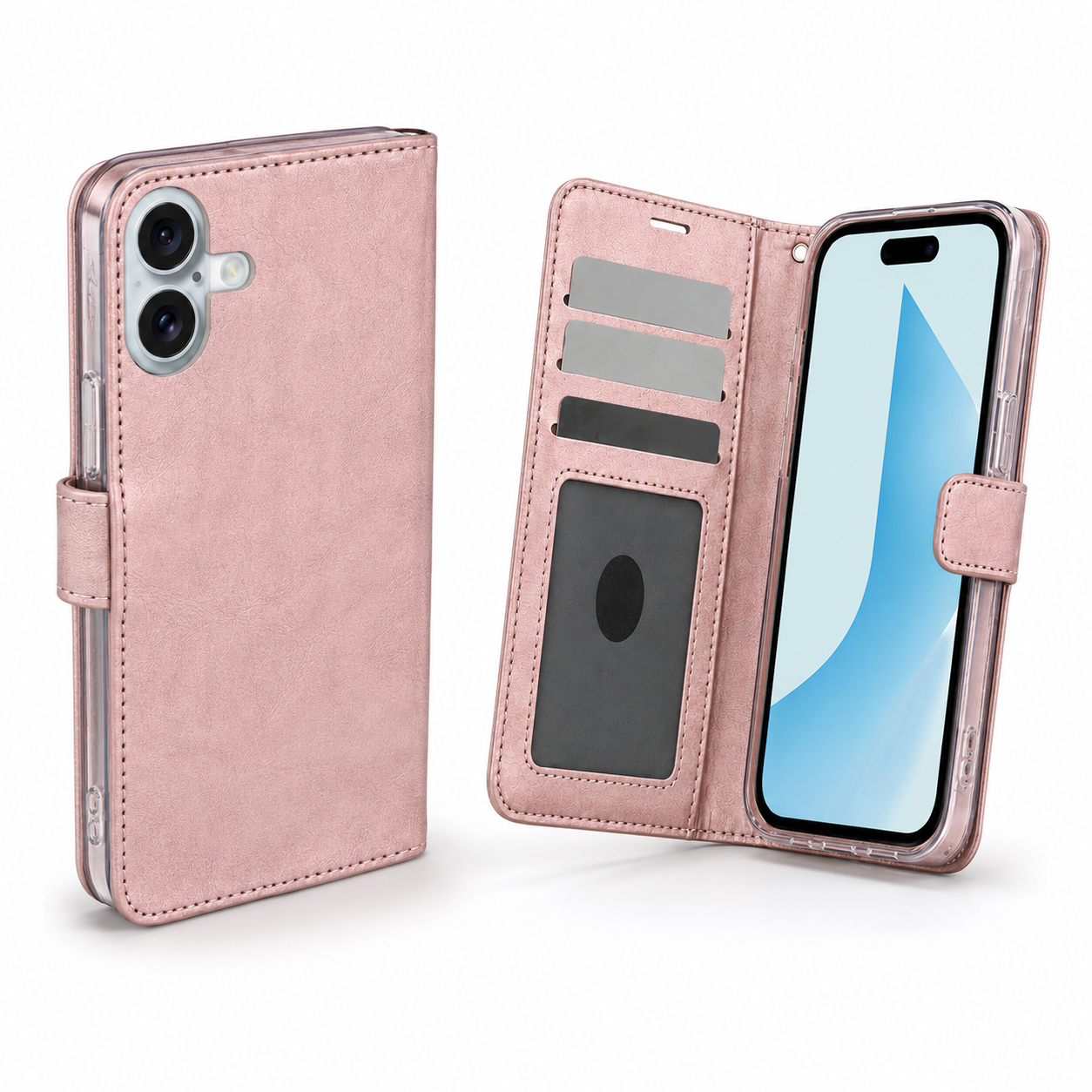 MagSafe compatible iPhone 17 wallet cover with raised camera protection
