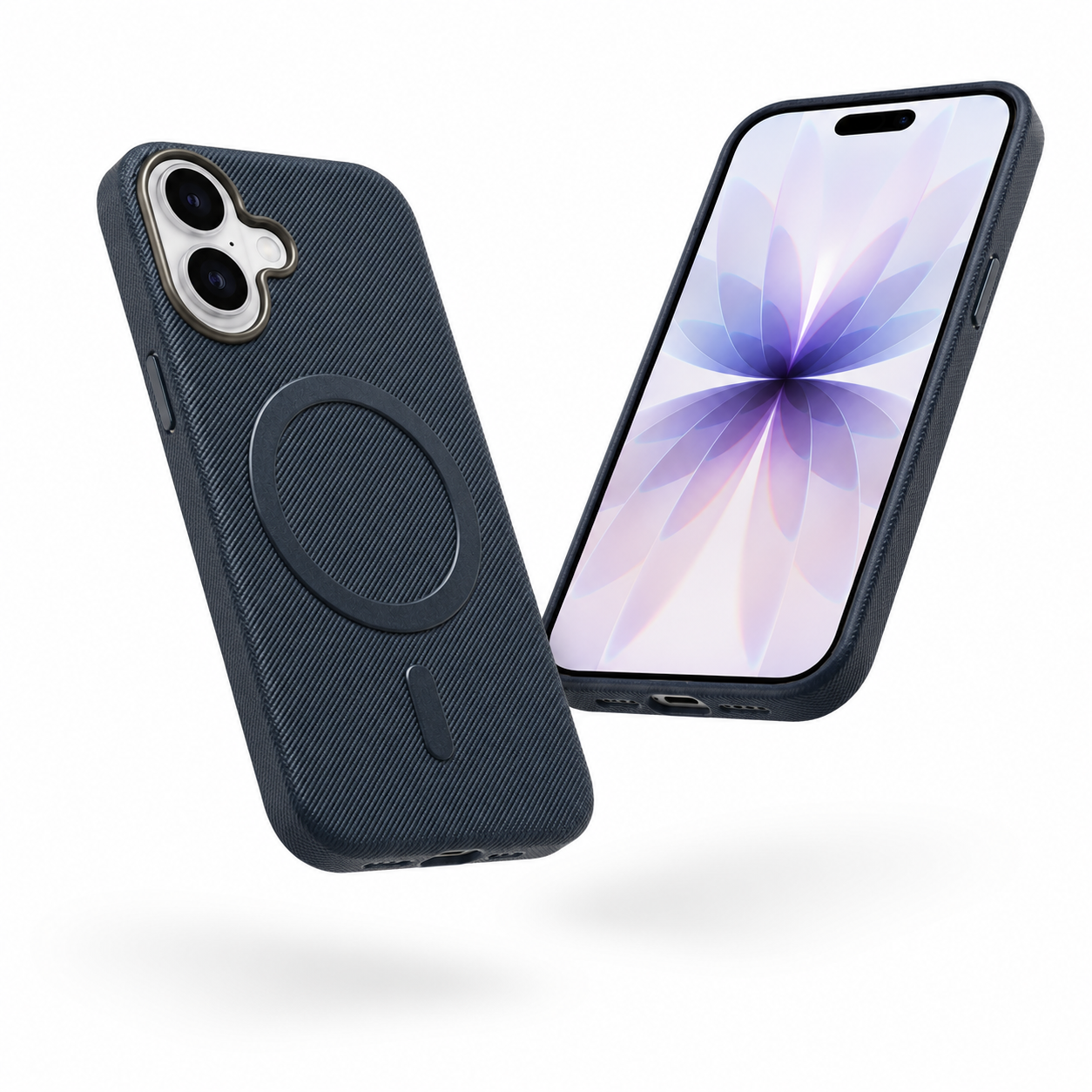 Dark Blue iPhone 16 Case with MagSafe case ring and raised camera protection