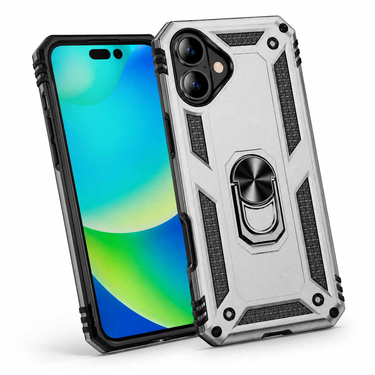 Shockproof grey iPhone 17 case with reinforced protective corners