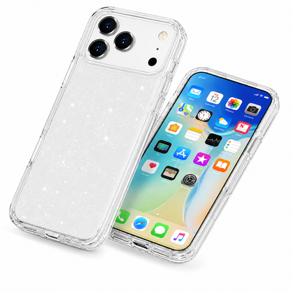 Crystal Clear Sparkly Case, Slim Protective Phone Case, Impact Resistant Mobile Cover, Wireless Charging Compatible Case