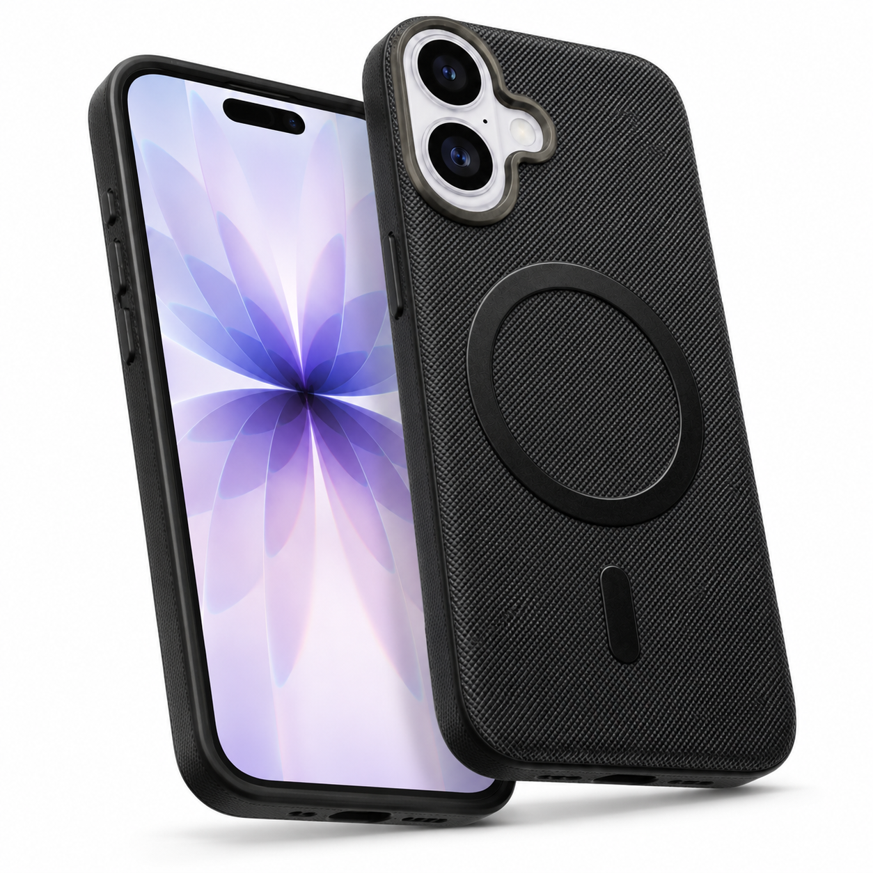 Black iPhone 17 Cover with shockproof phone case, MagSafe ring, and camera protection