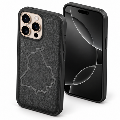 Black mobile cover with raised camera protection for iPhone 12