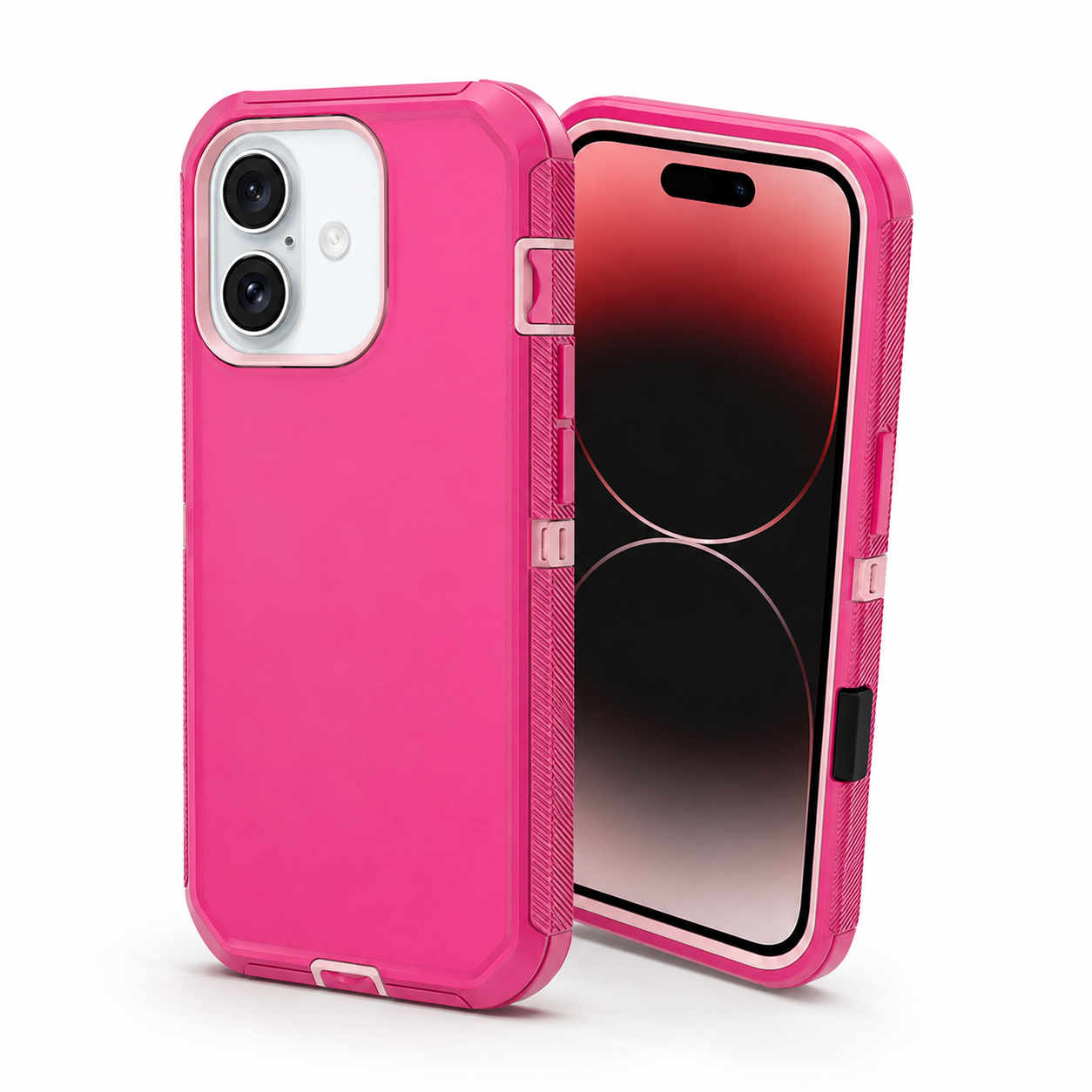 MagSafe-compatible hot pink protective case for iPhone 17