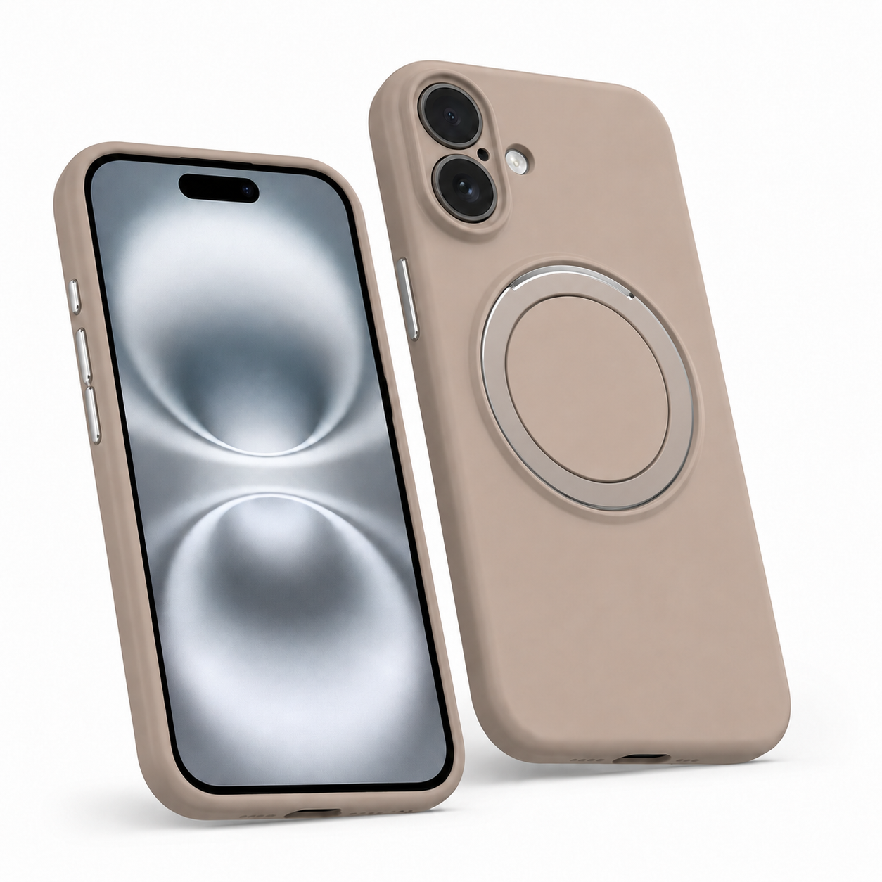 Apple iPhone 16 MagSafe Silicone Ring Stand Case, Protective Smartphone Case, Magnetic Mobile Cover, Shockproof TPU Case, Premium Desert Titanium Phone Cover, Everyday Protection Case