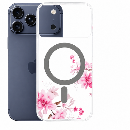Light Pink Frosted MagSafe Flower Case, Apple iPhone 17 Pro Max Case, Floral Phone Cover, Protective Mobile Case