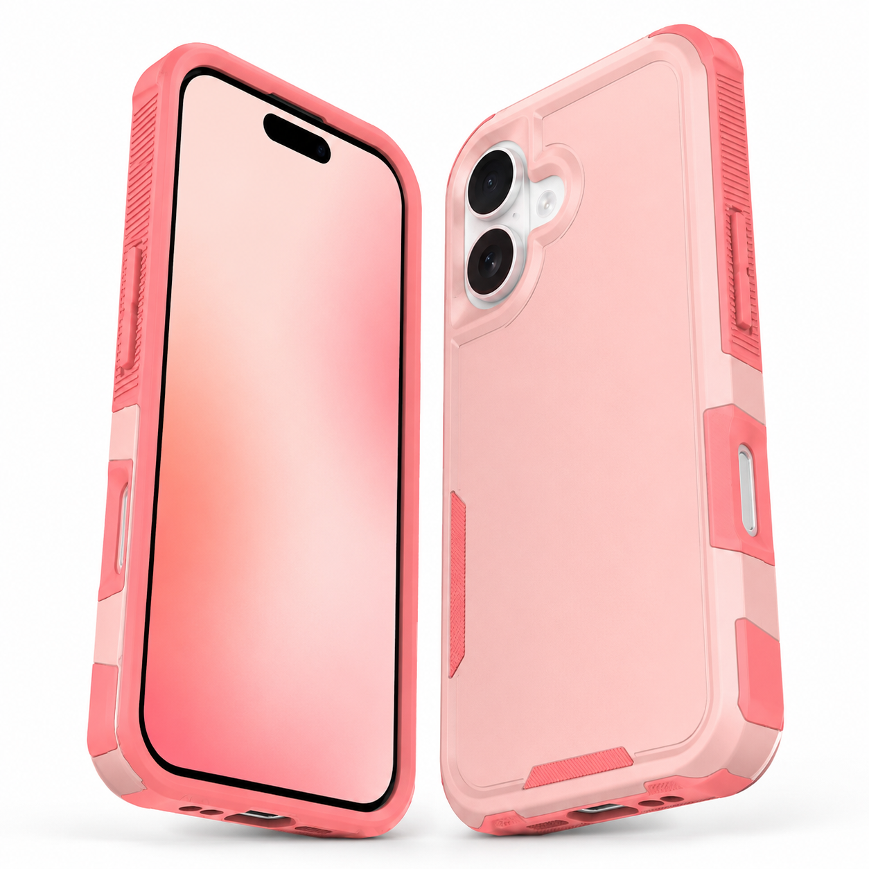 Pink iPhone 17 protective cover with raised camera edges
