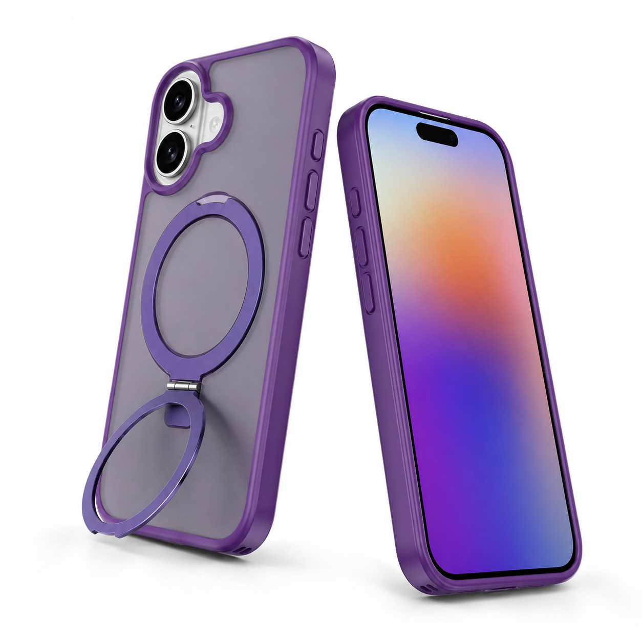 iPhone 16 deep purple protective phone case with transparent magnetic design