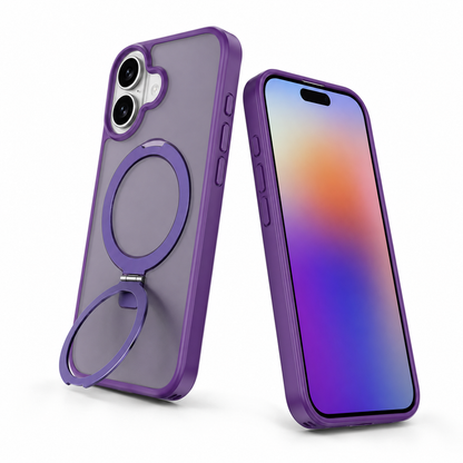 iPhone 16 deep purple protective phone case with transparent magnetic design