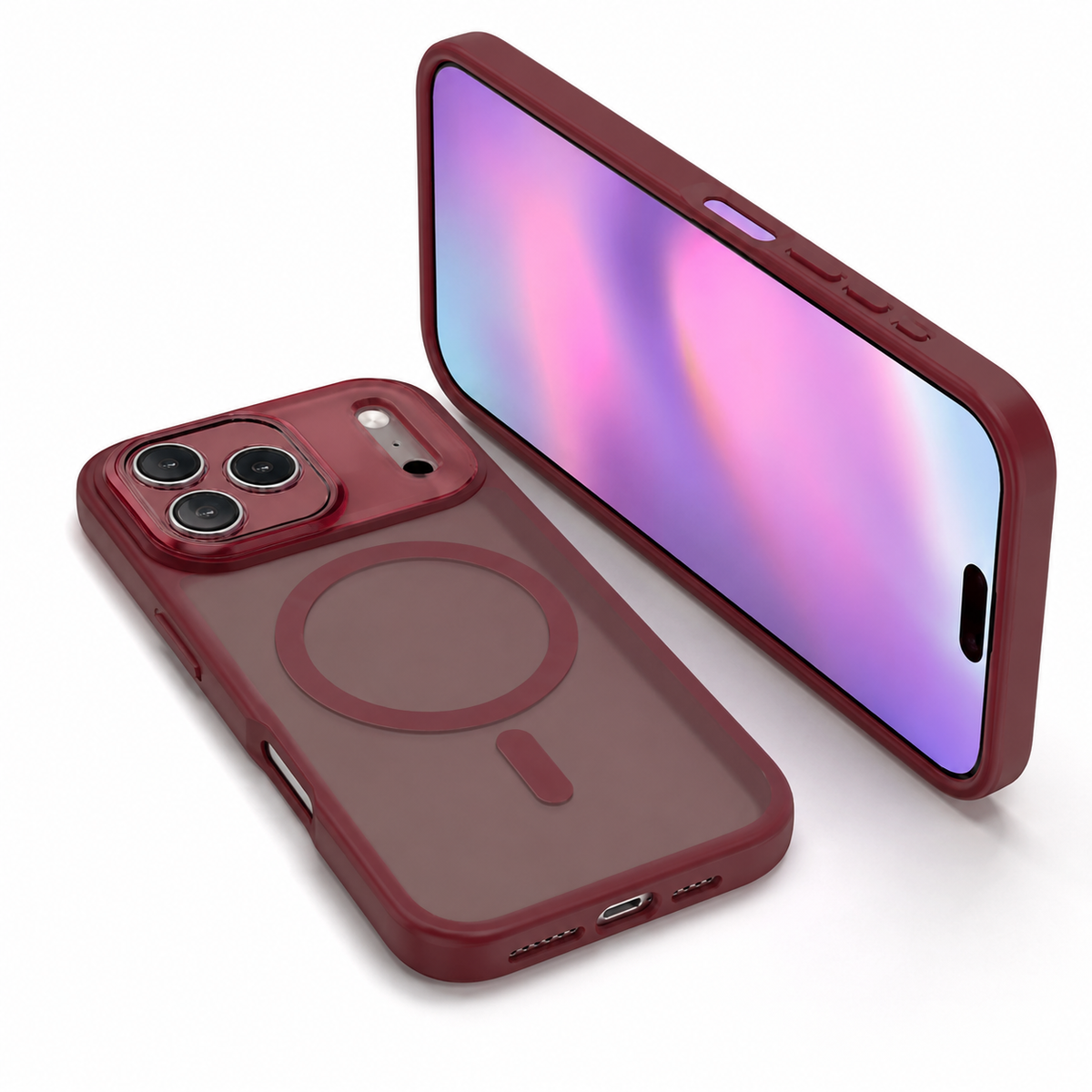 Apple iPhone 18 Pro Max Cover, Wine Magnetic Phone Case, Shockproof Mobile Cover.