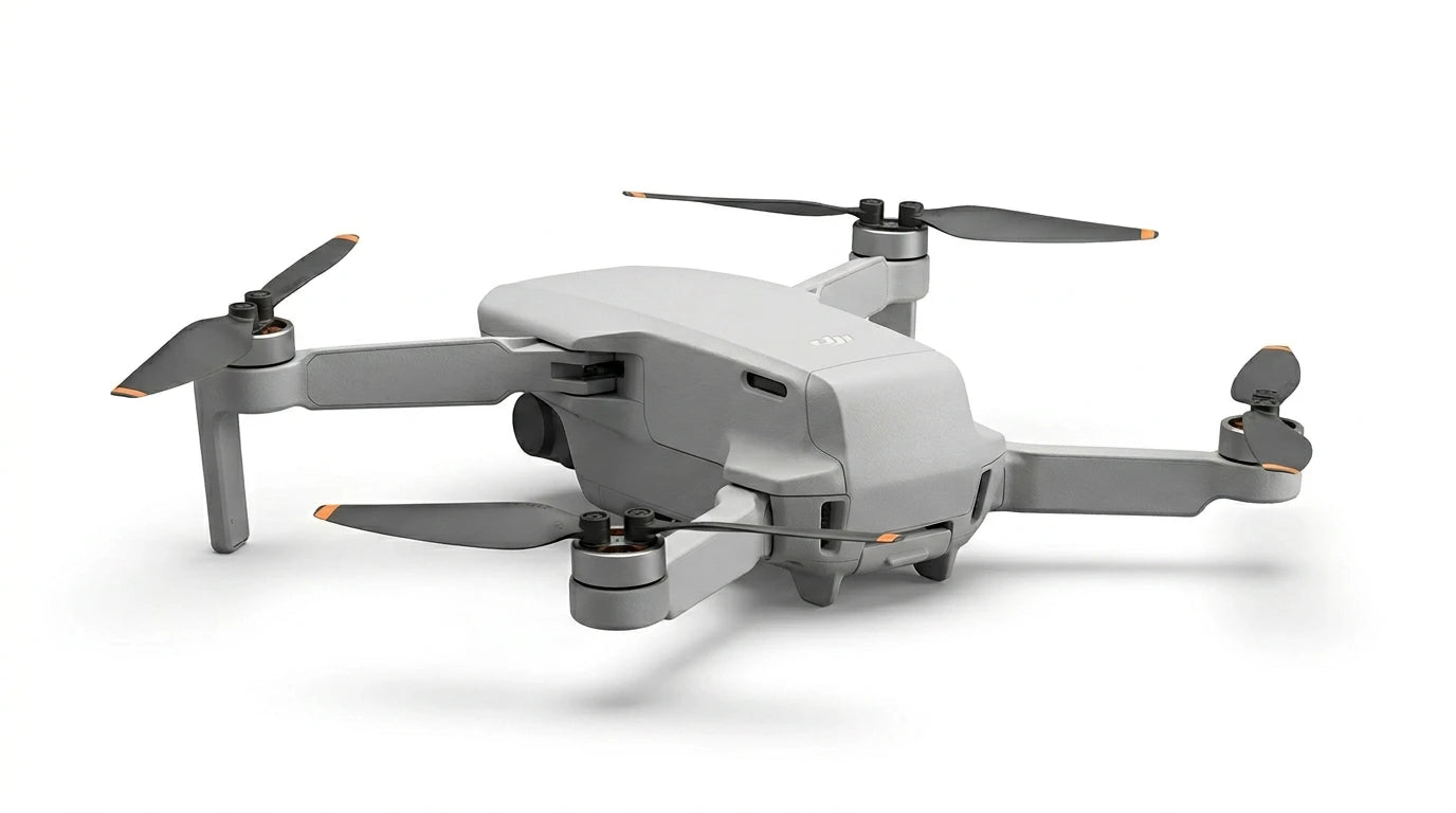 future tech gadgets Canada. cutting edge electronics online Canada. DJI Mini 4K Quadcopter Drone with Camera & Controller. Gallery image 8. Lines name one specific SKU—never substitute a generic lookalike from the category. After review passes, each render should still read as a fresh studio viewpoint of that same physical unit.