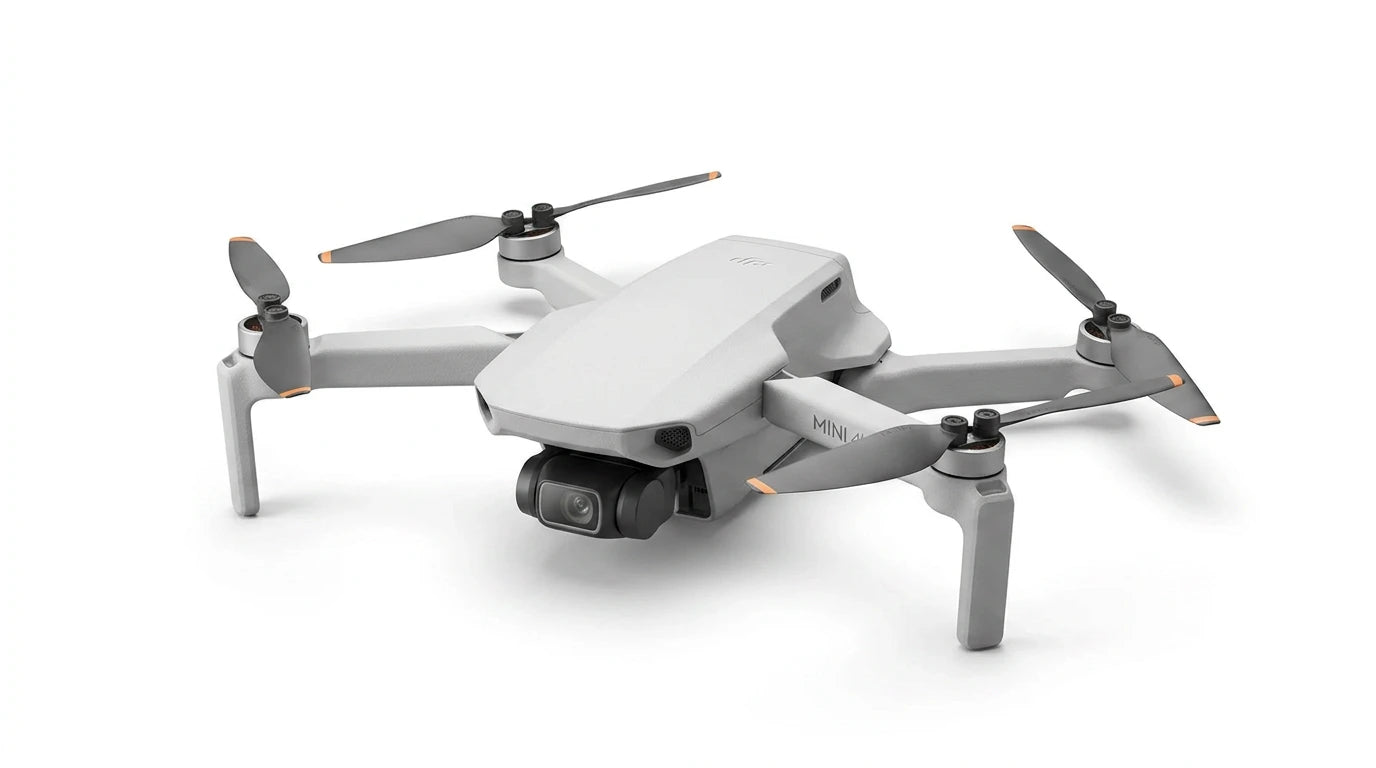 future tech gadgets Canada. cutting edge electronics online Canada. DJI Mini 4K Quadcopter Drone with Camera & Controller. Gallery image 10. Lines name one specific SKU—never substitute a generic lookalike from the category. After review passes, each render should still read as a fresh studio viewpoint of that same physical unit.