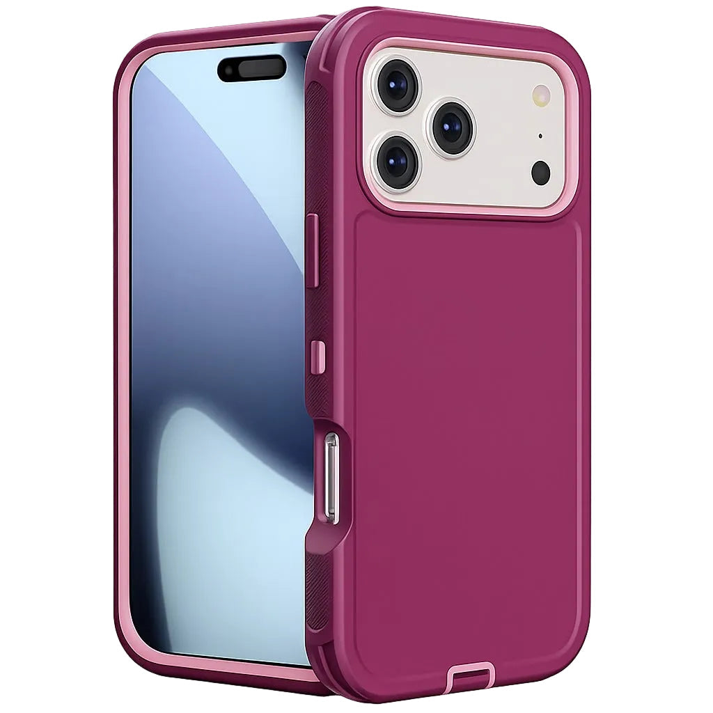 Triple Protection Case, Apple iPhone 17 Pro Max Case, Pink Rose Phone Cover, MagSafe Case